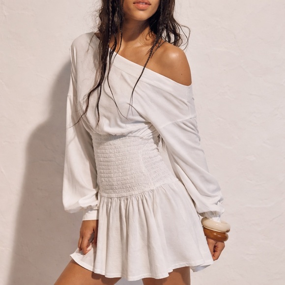 Free People Dresses & Skirts - Free people Free-est Scorching Hot Long Sleeve Ivory Mini Dress NWT Size Medium